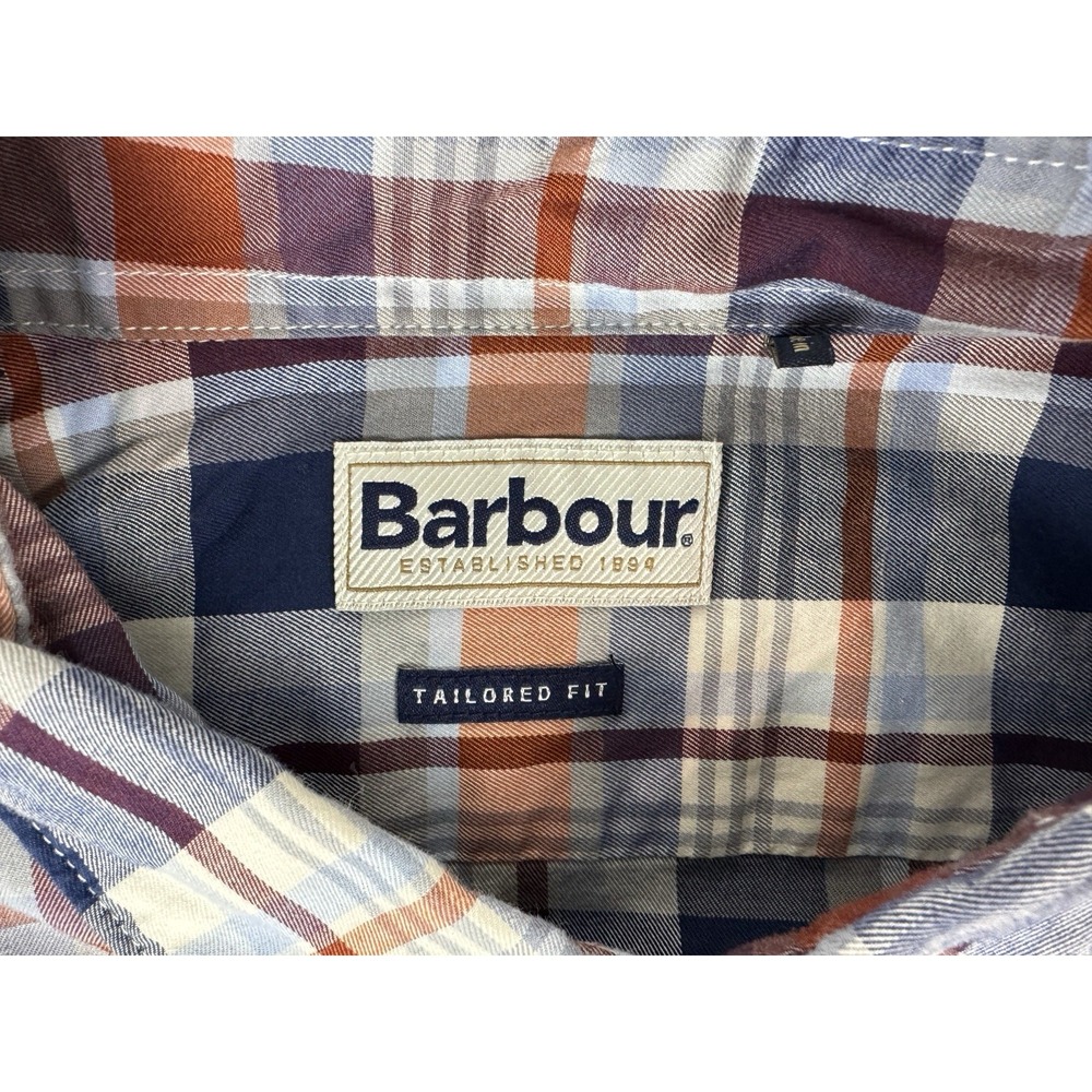 Barbour Plaid Button Down Shirt Blue Red White ~ Long Sleeve Mens XL ~ Pocket - Picture 7 of 16